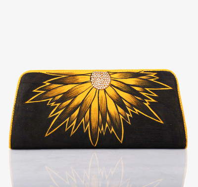 Rangrage Handpainted Blossom Ladies Women Casual Yellow Silk Clutch
