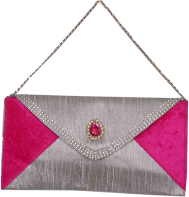 52% OFF on Bag Berry Envalope Style Women Casual, Party Pink Jute, Velvet Clutch