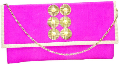 Bhamini Raw Silk with 6 Coin Flap Women Party Pink Silk Clutch Bhamini Raw Silk with 6 Coin Flap Women Party Pink Silk Clutch