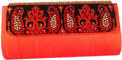 Charming Women Party Orange Silk Clutch
