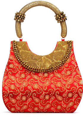 57% OFF on Gcollection Ethnic look Designer Women, Girls Wedding, Festive, Party Red Brocade Clutch