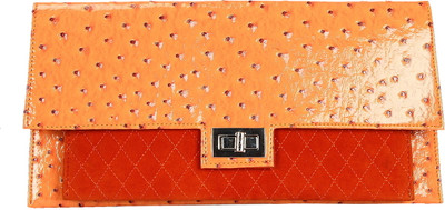Rocia Women Casual, Formal Orange, Red PU Clutch