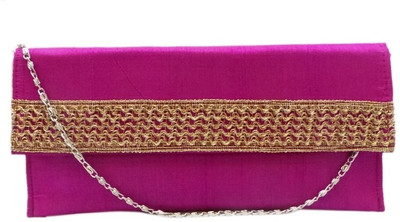 Bhamini Women Casual Pink Silk Clutch Bhamini Women Casual Pink Silk Clutch