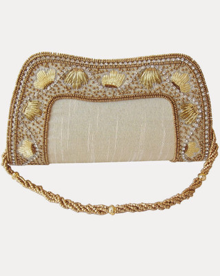 55% OFF on Moksh A960GO210 Women Casual, Party Gold Dupion Silk Clutch