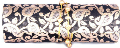 50% OFF on Favola Women Casual Black, Gold Silk Clutch