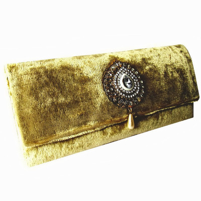 Moksh NX27AN170 Women Casual, Party Gold Velvet Clutch Moksh NX27AN170 Women Casual, Party Gold Velvet Clutch
