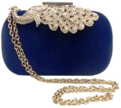 Bhamini Velvet Box Women Party Blue Fabric Clutch Bhamini Velvet Box Women Party Blue Fabric Clutch