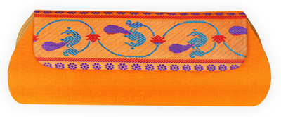 60% OFF on Glitters Silk Party Wear Paithani with Peacock Work Women Party Orange Silk Clutch