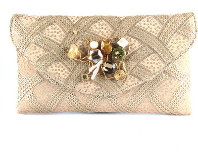50% OFF on Saisha Women Casual Gold Silk Clutch