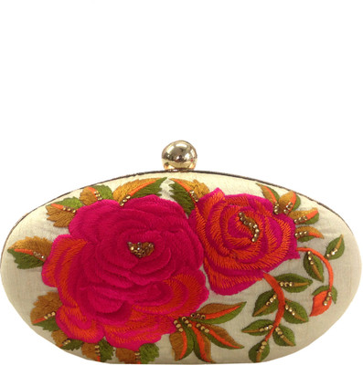 Charming Women Party Beige Silk Clutch