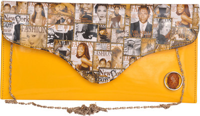 76% OFF on Sheomy 3D Print Large with shoulder chain Women Casual Yellow PU Clutch