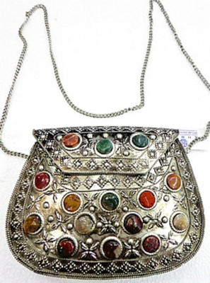 44% OFF on Uptown Laila Export Quality Agate stones Women Party Silver Metal Clutch
