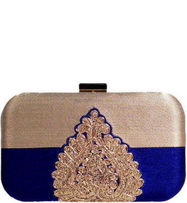 20% OFF on Charming S128 Women, Girls Party, Wedding Blue Dupion Clutch