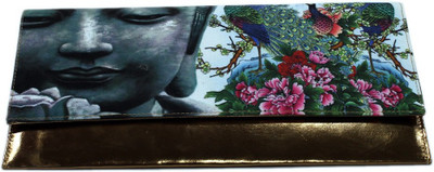 DesiPop Budhastone Women Casual Blue Polyester Canvas Clutch