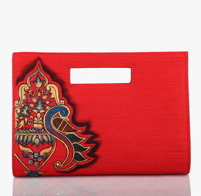 80% OFF on Rangrage Handpainted Royal Peacock Ladies Women Casual Red Silk Clutch