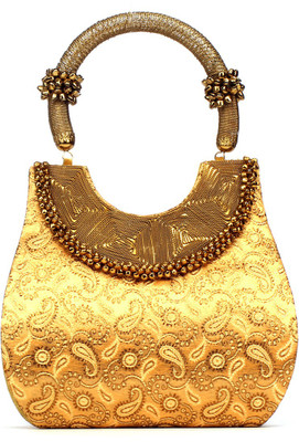 57% OFF on Gcollection Ethnic look Designer Women, Girls Wedding, Festive, Party Gold Brocade Clutch