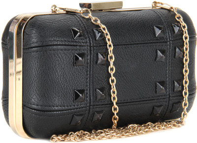 Addons Women Black PU Clutch