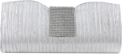 39% OFF on Galm Textured Women Casual Silver Fabric Clutch