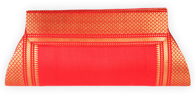 60% OFF on Glitters Silk Gold Zari Bordered and Triple Slot Party Wear Paithani Women Party Red Silk Clutch