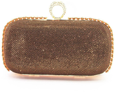 50% OFF on Myrah Diamond Crown Women Party Brown Metal Clutch