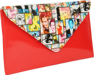 42% OFF on Stylistry Lavia Women Casual, Party Red Synthetic Leather Clutch