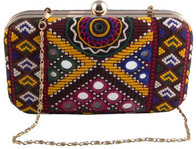 13% OFF on The Purple Sack Mirror Madness Women Party Multicolor Fabric Clutch