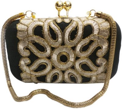 Bhamini Women Party Black Fabric Clutch Bhamini Women Party Black Fabric Clutch