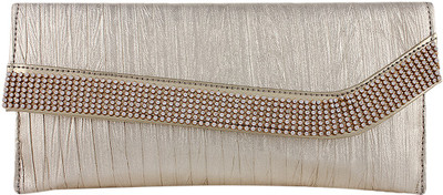50% OFF on Galm Attractive Look Women Casual Gold Fabric Clutch