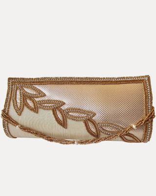 55% OFF on Moksh A933GO330 Women Casual, Party Gold Dupion Silk Clutch