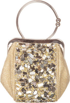 29% OFF on Nyls EC-002 Women Party Gold Fabric Clutch