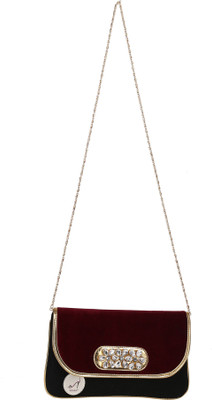 21% OFF on Adara Collections Fitting Clutch Women Formal Maroon Synthetic Fabric Clutch