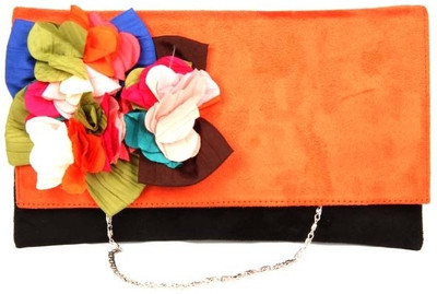 47% OFF on Saisha Classic Women Casual Orange, Black Silk Clutch