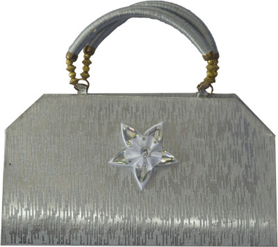 Freddys Fancy Silk Women Festive, Casual Silver Satin Clutch Freddys Fancy Silk Women Festive, Casual Silver Satin Clutch