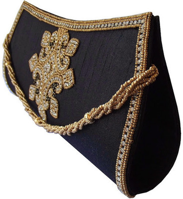 55% OFF on Moksh Women Casual, Party Black Silk Clutch