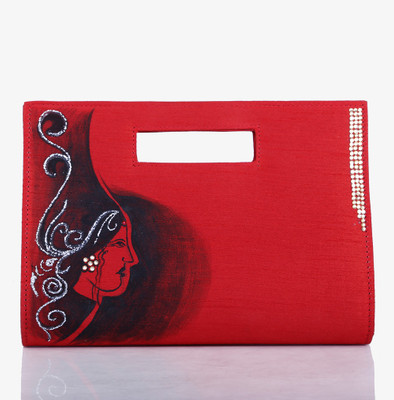 80% OFF on Rangrage Handpainted Mysterious Ladies Women Casual Red Silk Clutch