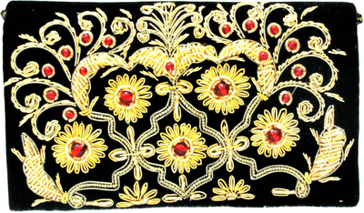 61% OFF on Anshul Fashion Latest Women Wedding Black Hand Embroidered Clutch