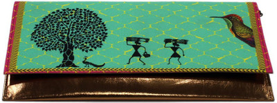 DesiPop Worliaqua Women Casual Green Polyester Canvas Clutch