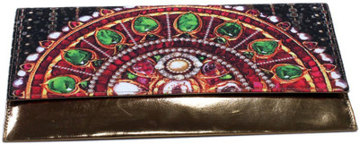 DesiPop Jewelblack Women Casual Black Polyester Canvas Clutch