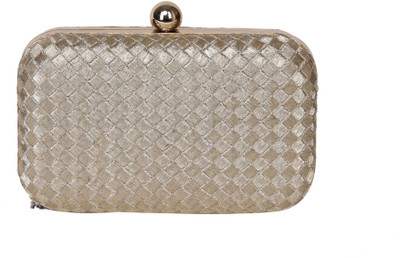 15% OFF on Adara Collections matt clutch Women Party Gold Synthectic Clutch