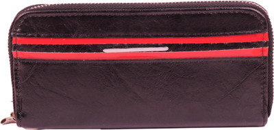 35% OFF on Tanishqq Stripes Women Casual Black, Red Synthetic Leather Clutch