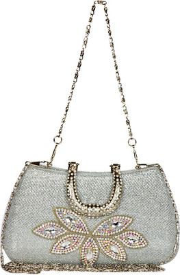 50% OFF on Ivy A_64_17 Women Formal Silver PU Clutch