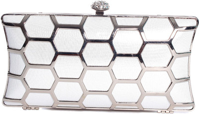 61% OFF on Eleegance 2321 Women Party White, Silver PU Clutch
