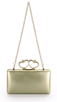 50% OFF on Elizabeth's Tailleur Shimmer Heart Women Casual Gold PU Clutch