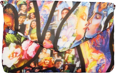 60% OFF on Glitters Digital Printed Velvet with Slip Pocket Women Party Multicolor Velvet Clutch