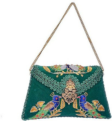63% OFF on Uptown Laila Tota-Maina with Sling Women Wedding Green Fabric Clutch