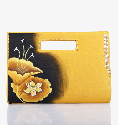 80% OFF on Rangrage Handpainted Summer Ladies Women Casual Yellow Silk Clutch