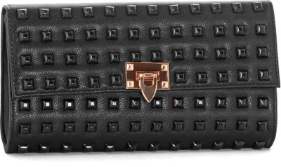 65% OFF on Abrazo Halfmoon Stud Girls, Women Casual Black PU Clutch