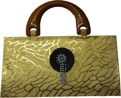 Freddys Fancy Silk Women Festive, Casual Gold Satin Clutch