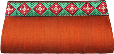 60% OFF on Glitters Silk with Diamond Lace Attached Border Women Party Brown Silk Clutch 60% OFF on Glitters Silk with Diamond Lace Attached Border Women Party Brown Silk Clutch