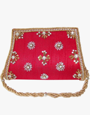 55% OFF on Moksh A791RD200 Women Casual, Party Red Silk Clutch